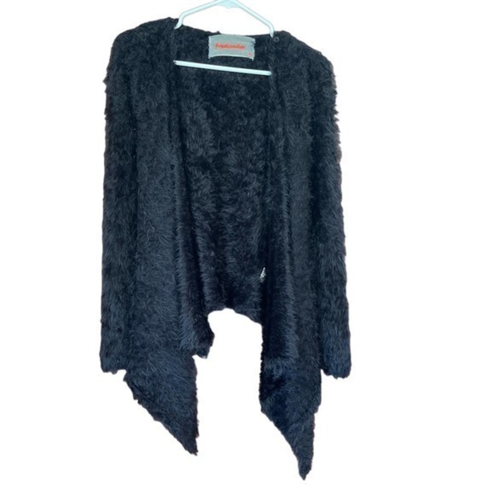 Freeloader, eyelash knit, asymmetrical cardigan/wrap sweater